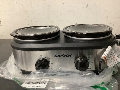 Sunvivi Dual Slow Cooker, Buffet Server and Warmer with 2 Removable Ceramic Pots - Lot 1119