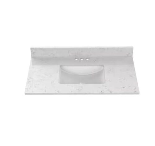 Home Decorators Collection 37 in. W x 22 in D Quartz white Rectangular Single Sink Vanity Top in Snow Orchid - Lot 92JF