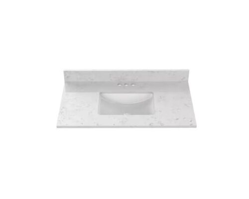 Home Decorators Collection 37 in. W x 22 in D Quartz white Rectangular Single Sink Vanity Top in Snow Orchid - Lot 101JF