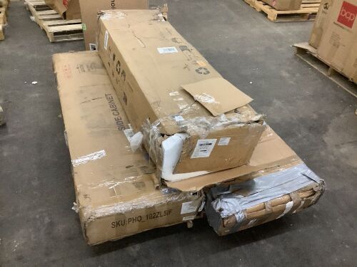 3 Pieces Open Box Return Furniture - Dresser, Queen Bed, Side Cabinet - Uninspected - Lot 141