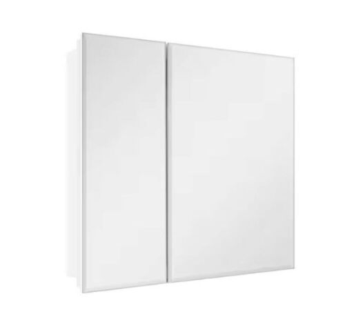 Glacier Bay 30 in. W x 26 in. H Rectangular Wood Composite Medicine Cabinet with Mirror - Cracked Wood  - Lot 184JF