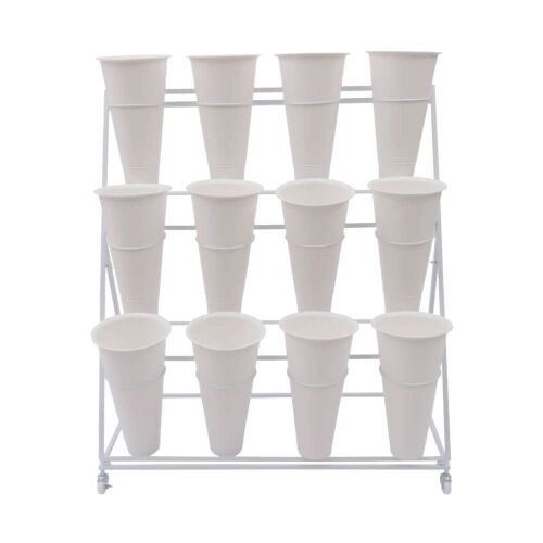 White 3-Tier Flower Display Stand - Stand Only, No Buckets - Lot 192