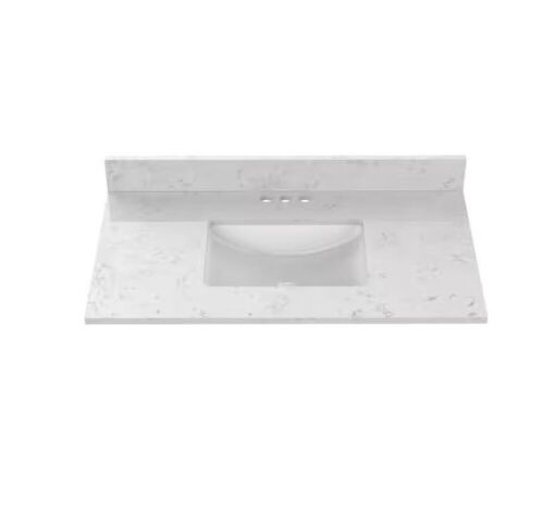 Home Decorators Collection 37 in. W x 22 in D Quartz white Rectangular Single Sink Vanity Top in Snow Orchid - Lot 230JF