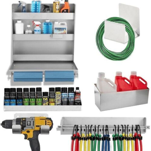 Aluminium Trailer Garage Organizer Kit, Wall Mounted, 6 pc  - Lot 235
