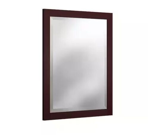 Alaterre Furniture 24 in. W x 30 in. H Framed Rectangular Beveled Edge Mirror in Espresso - Lot 271JF