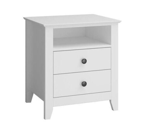 FUFU&GAGA White Rectangular Wooden End Table with 2 Drawers, 19.7 L x 15.7 in. W x 21.7 in. H - Lot 330WG