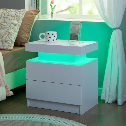LED Night Stand with 2 Drawers - Lot 331WG