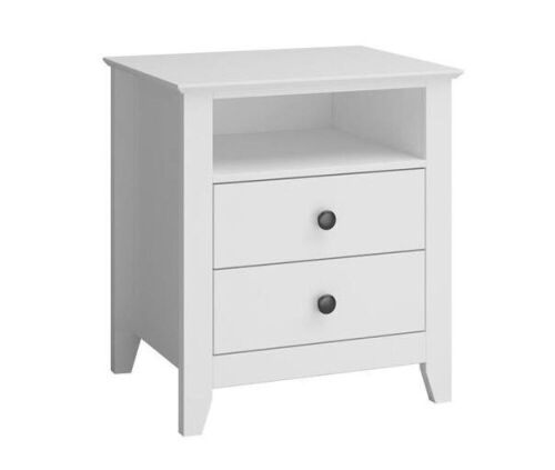 FUFU&GAGA White Rectangular Wooden End Table with 2 Drawers, 19.7 L x 15.7 in. W x 21.7 in. H - Lot 332WG