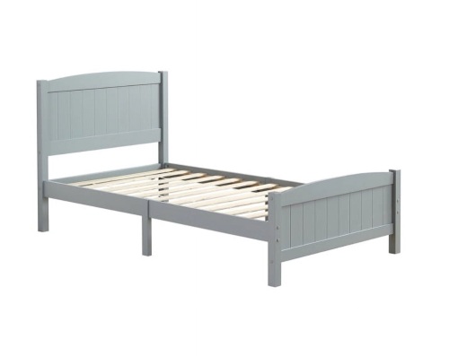 Vingli Twin Size Pine Single-Layer Core Vertical Stripe Full-Board Curved Headboard with The Same Bed Tail Wooden Bed - Lot 350