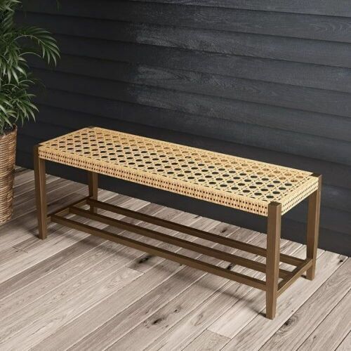 Grand Patio Indoor & Outdoor Wicker Bench w/ Shoe Storage  - Lot 431WG