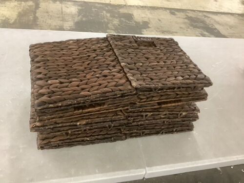 Set of 5 Collapsible Hyacinth Storage Baskets w/ Inserts - 10.5x10.5in - Lot 738