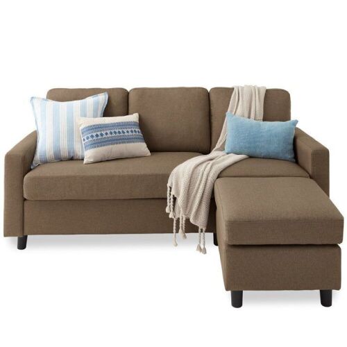 Upholstered Sectional Sofa Couch w/ Chaise Lounge, Reversible Ottoman Bench - Lot 24