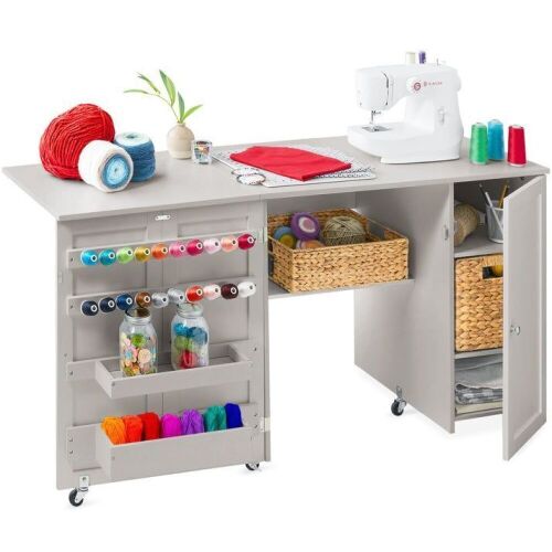 Large Portable Folding Sewing Table Multipurpose Craft Station w/ Wheels - Lot 106