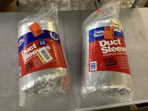 Master Flow 6 in. Dia R-8 Ductwork Insulation Sleeve & 8 in. Dia R-6 Ductwork Insulation Sleeve - Lot 627JF