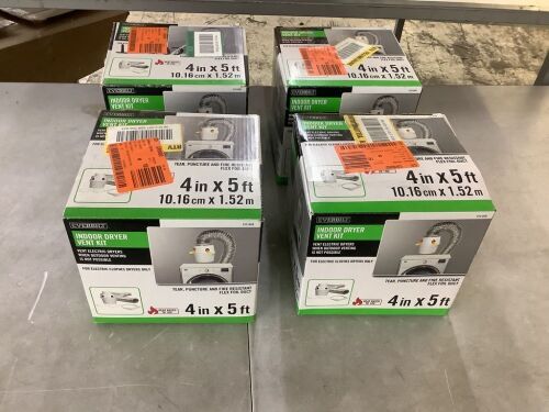 Lot of (4) Everbilt 4 in. x 5 ft. Indoor Dryer Vent Kit with Flexible Duct - Lot 710JF