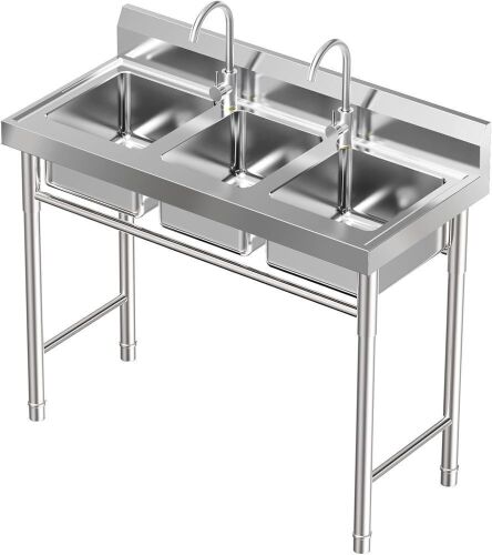 Stainless Steel 3 Compartment Utility Sink - Lot 64