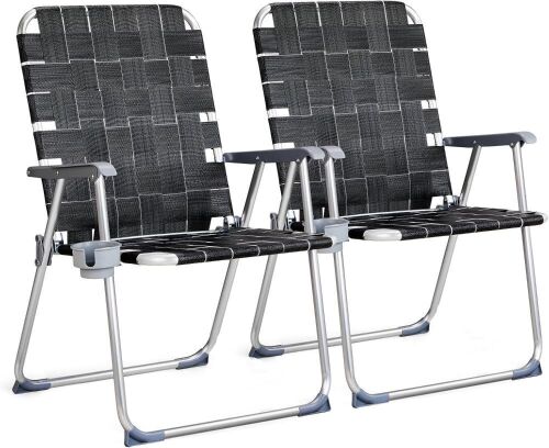 VINGLI Aluminum Oversize Patio Lawn Chairs with Detachable Cup Holder, Set of 2  - Lot 422
