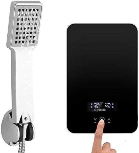  SHZICMY Portable Digital Tankless Instant Electric Black Hot Water Heater Shower System 220V 6500W  - Lot 423