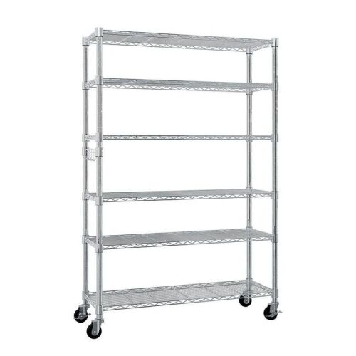 6-Tier NSF-Certified Steel Wire Shelving Rck with Wheels - Lot 424