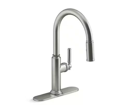 KOHLER Revolv Single Handle Pull Down Sprayer Kitchen Faucet in Vibrant Stainless - Lot 153JF