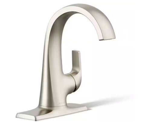 KOHLER Cursiva Single Handle Single Hole Bathroom Faucet in Vibrant Brushed Nickel - Lot 528JF