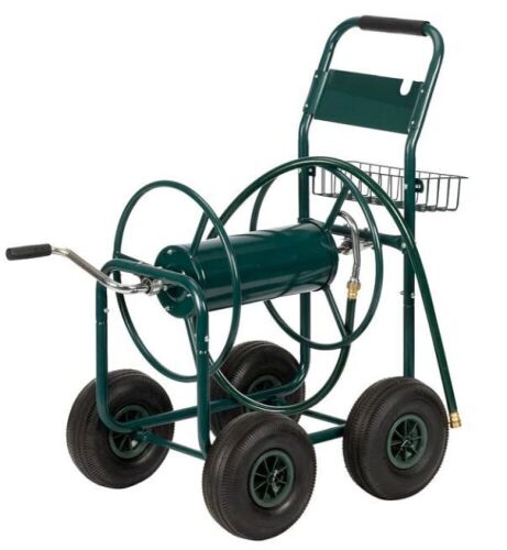 VINGLI 4-Wheel Portable Residential Garden Hose Reel Cart with Hose Guide System - Lot 30