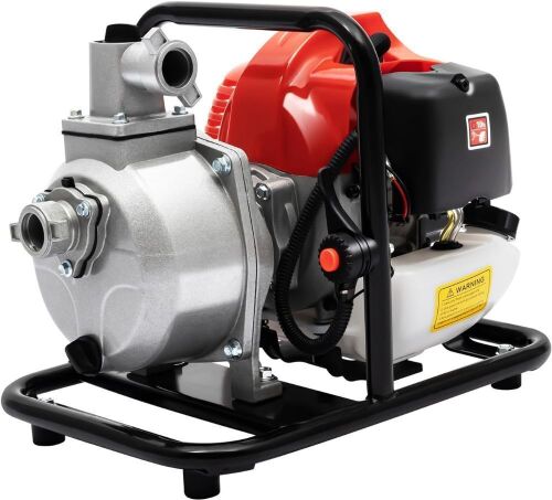 1.7HP 2-Stroke Portable High Pressure Gas Engine Water Transfer Pump, 1-inch 8m³/ 282.5ft³/ H, 7m/23ft Suction - Broken Cap Handle - Lot 50