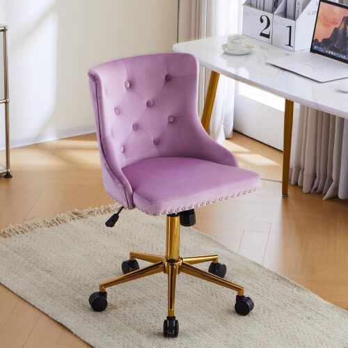 VINGLI Tufted Velvet Adjustable Rolling Home Office Chair with Wheels - Lot 750