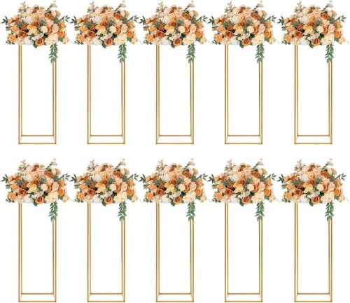 31.5" Gold Tall Flower Stand Centerpiece, 10pc  - Lot 752