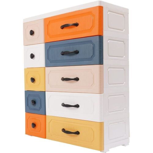 5 Tier Plastic Dresser with Colorful Drawers  - Lot 762