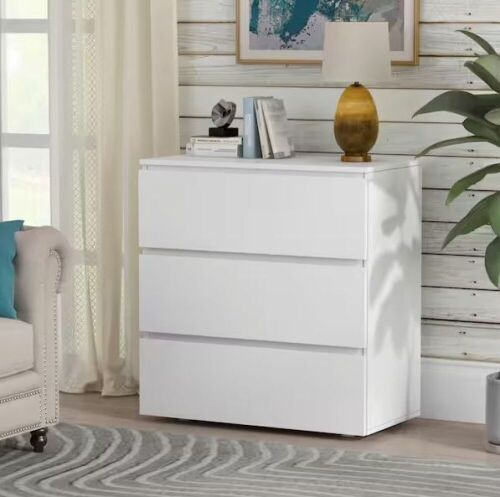 FUFU&GAGA 3-Drawer White Wood End Table 30" x 32" x 16"  - Lot 156WG