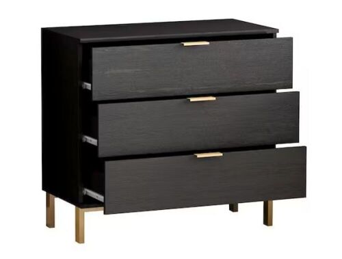 FUFU&GAGA 3-Drawers Black Wood Chest of Drawers 29.7 in. H x 31.5 W x 15.7 D - Lot 42WG