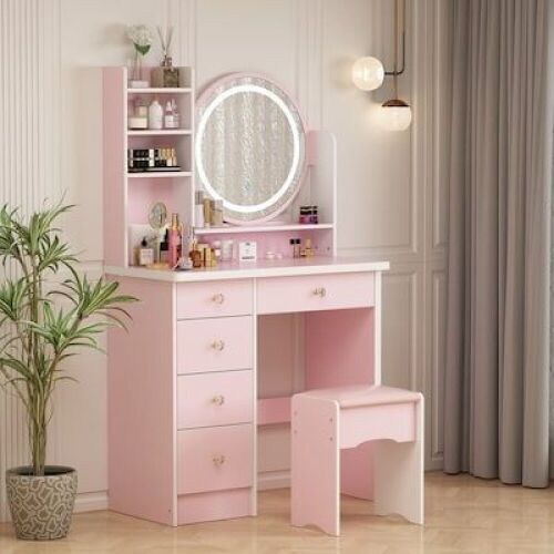 FUFU&GAGA 31.5-in Pink Makeup Vanity - Lot 47WG