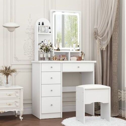 FUFU&GAGA 31.5-Inches White Makeup Vanity - Lot 35WG