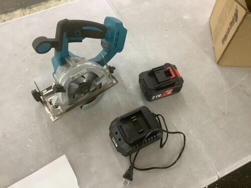 Cordless 100V Lithium-ion 6-1/2 inch Circular Power Saw w/ Battery & Charger - Lot 858