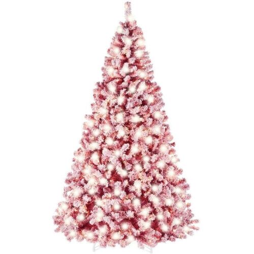 6ft Pre-Lit Red Artificial Flocked Full Fir Tree - Lot 162