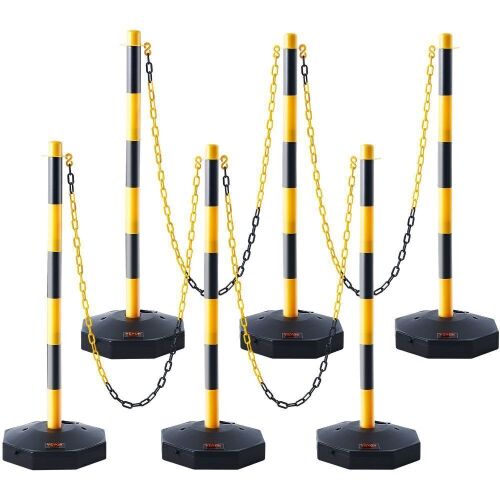 Adjustable Traffic Delineator Post Cones w/ Chains, 6 Pack - Lot 804