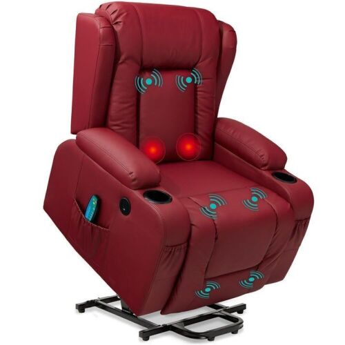Electric Power Lift Recliner Massage Chair w/ Heat, USB Port, Cupholders - Lot 15