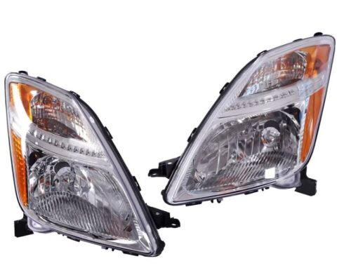 Headlight Set of 2 Compatible with 2004-2006 Toyota Prius Clear Lens Halogen - Lot 302
