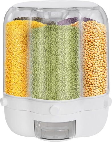 6 Grid 360° Rotating Dry Food Dispenser with Lid, 28lbs  - Lot 501