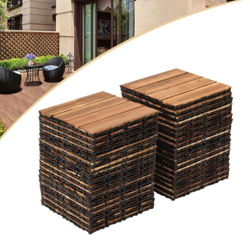 Hardwood Interlocking Patio Deck Tiles, 12x12 Inch, 36pc  - Lot 609