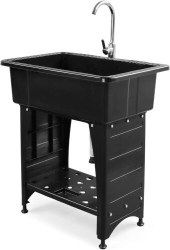 ROVSUN 20-Gallon Plastic Utility Sink with Hot&Cold Faucet - Lot 705