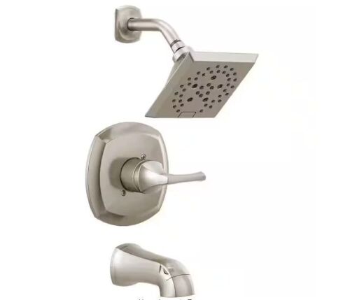 Delta Portwood Rough Included Single-Handle 5-Spray Tub and Shower Faucet 1.75 GPM in SpotShield Brushed Nickel Valve Included - Lot 513JF