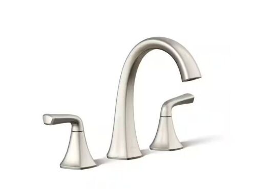 KOHLER Sundae 8 in. Widespread Double Handles Bathroom Faucet in Vibrant Brushed Nickel - Lot 515JF
