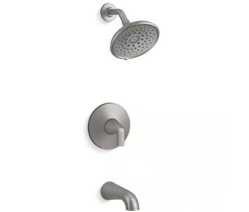 KOHLER Cursiva Single-Handle 3-Spray Tub and Shower Faucet 1.75 GPM in Vibrant Brushed Nickel - Lot 516JF