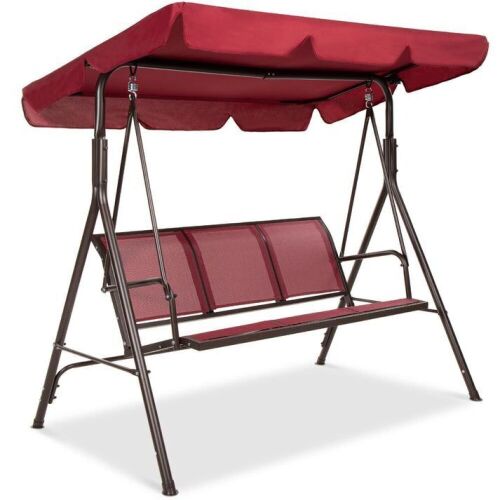 2-Seater Outdoor Canopy Swing Glider Bench w/ Textilene Fabric, Steel Frame - Lot 215A
