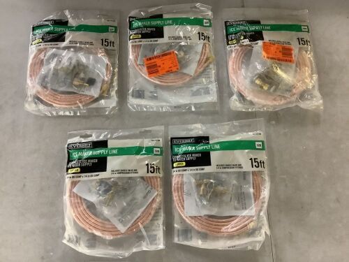 Lot of (5) Everbilt 1/4 in. COMP x 1/4 in. COMP x 15 ft. Copper Ice Maker Installation Kit - Lot 465JF
