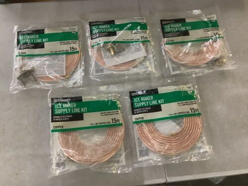 Lot of (5) Everbilt 1/4 in. COMP x 1/4 in. COMP x 15 ft. Copper Ice Maker Installation Kit - Lot 565JF