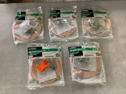 Lot of (5) Everbilt 1/4 in. COMP x 1/4 in. COMP x 15 ft. Copper Ice Maker Installation Kit - Lot 452JF