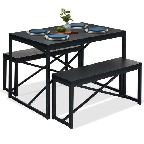 3-Piece Bench Style Dining Furniture Set w/ 2 Benches, Table - 45.5in - Lot 1448